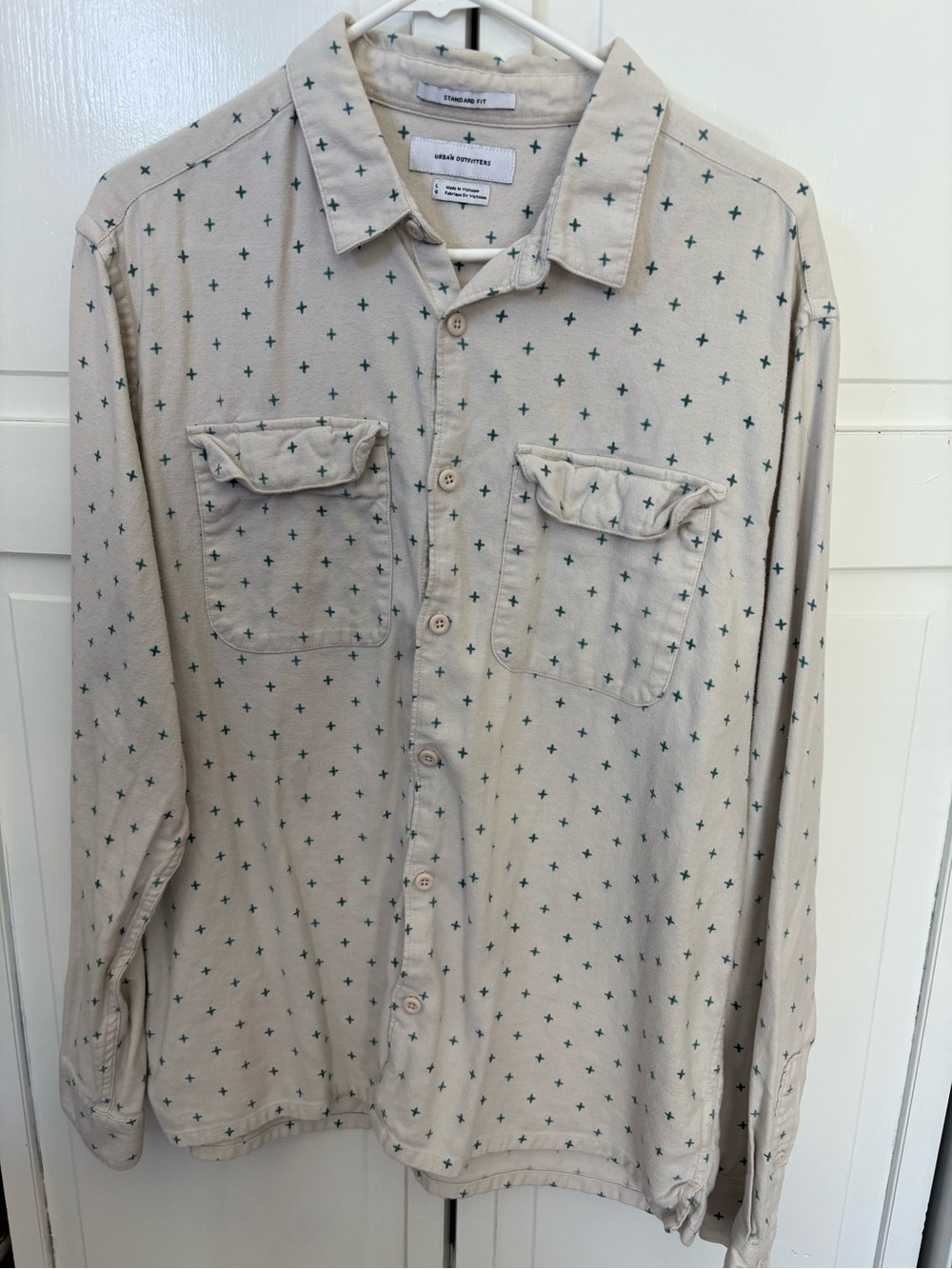 Urban Outfitters Men’s Cotton Cross Print Button Down Shirt
